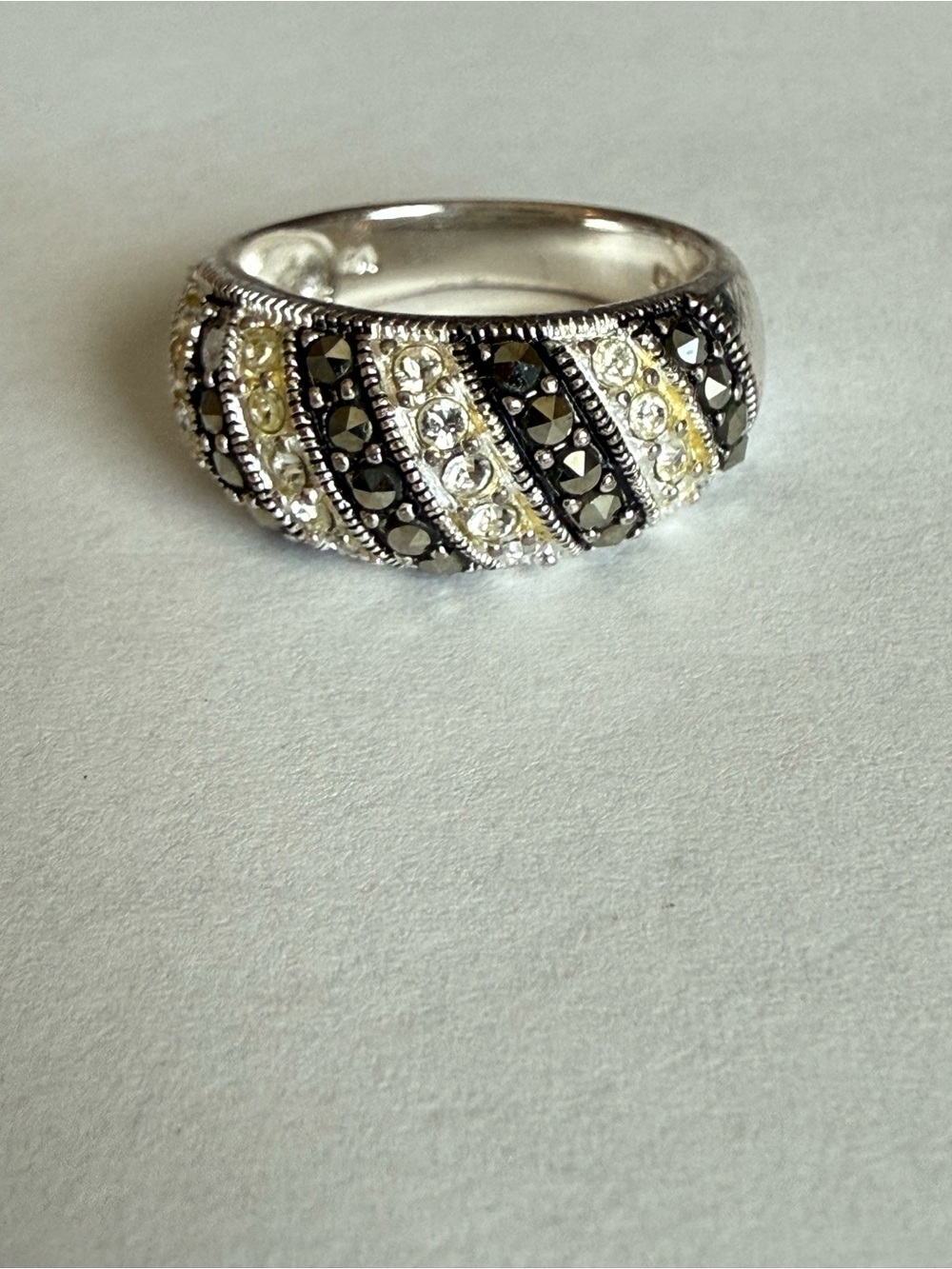 Two-Tone Silver and Gold Accent Dome Ring